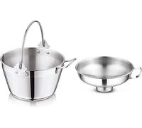 Penguin Home Sartén de 8,5 L con embudo de mermelada de cuello ancho de 14 cm, olla de acero inoxidable con embudo de enlatado de acero para conservar, sartén combinada y embudo de mermelada con mango