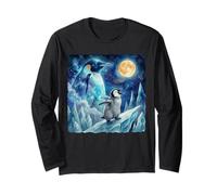 Penguin Howling at The Moon Arctic Night Sky Animal Art Manga Larga