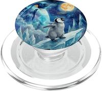 Penguin Howling at The Moon Arctic Night Sky Animal Art PopSockets PopGrip para MagSafe