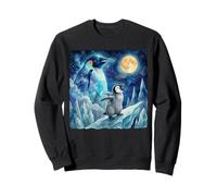 Penguin Howling at The Moon Arctic Night Sky Animal Art Sudadera