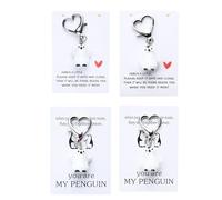 Penguin Keychain - Animal Shape Keychain with Heart Ring, Cute Message Pocket Keychaines, Decorative Keychains Fob | Keychains for Men Women Kids Boys Girls Couples Friends Bag Purse Backpack
