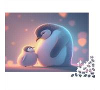 Penguin Mom-Cute Animated Style Adult Puzzle for Home Penguin with Baby Penguin Educational Game Decompression & Wall Decor 52x38cm/1000pcs