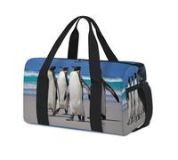Penguin On Beach - Bolsa deportiva de lona para niños, niñas, niños, mujeres, hombres, lindos pingüinos durante la noche, fin de semana, bolsa de viaje para llevar al gimnasio, bolsas de lona casuales