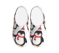 Penguin - Pantuflas de invierno para mujer, de franela, para hombre, para Navidad, Papá Noel, antideslizantes, cálidas, para interiores y exteriores, multicolor, X-Small Men/ Large Women