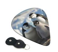 Penguin Parents and Chicks Antártida - Púas grandes para guitarra, 6 unidades, púas de celuloide de 0.71 mm de grosor con soporte de púas de cuero, púa de guitarra personalizada para bajo, guitarra