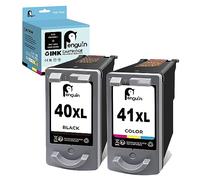 Penguin PG-40XL CL-41XL Cartucho de Tinta Remanufacturado para Canon 40 XL 41 XL Pixma iP1600 iP1800 iP2200 iP2500 iP2600 MP140 MP150 MP160 MP170 MP180 MP190 MP210 MP450 MP460 Impresora Negro y Color