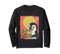 Penguin Pizza Eating Slice Japanese Vintage Manga Larga