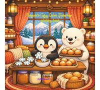 Penguin’s Cozy Cabin Bakeshop coloring book: A Relaxing Coloring Book of Cute Animals, Cozy Bakery Scenes, Snowy Mountain Views & Hygge Comfort