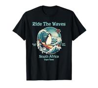 Penguin Surfing Waves Sudáfrica Cape Cod Surfs Up Diversión Camiseta
