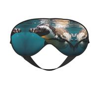 Penguin Swimming in The Ocean - Máscara de ojos opaca suave de doble cara para relajación, presión cero