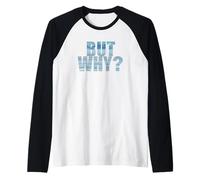 Penguin Wandering Off - But Why Mountains Text Graphic Camiseta Manga Raglan
