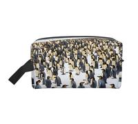 Penguins in the Snow - Bolsa de maquillaje portátil con asas de gran capacidad, Blanco, Talla única