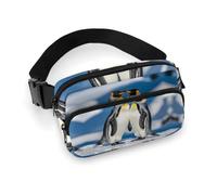 Penguins in The Snow - Cangurera ajustable para hombres y mujeres, para viajes, deportes, senderismo, color blanco, 7.9 x 5.1 pulgadas, White, 7.9x5.1inches
