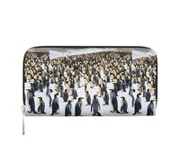 Penguins in the Snow - Cartera de mano de piel elegante con estampado de pingüinos para mujer, cartera informal para viajar, Negro -, Talla única, Arte