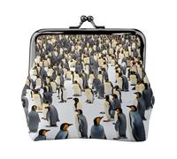 Penguins in The Snow - Monedero versátil y exquisito impermeable con cierre de beso para llaves y tarjetas