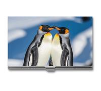 Penguins in The Snow - Tarjetero delgado y portátil de metal para tarjetas de visita, organizador de tarjetas de crédito, cartera para tarjetas de crédito, funda para tarjetas de crédito para hombres