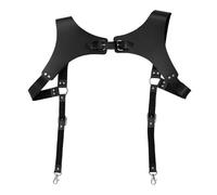 PENGXX Steampunk Renacentista - Correas de piel para hombre H diseños vintage - Arnés de apoyo para espalda para hombre, ganchos metálicos ajustables, Negro , Talla única