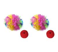 PENGY 2 x payaso rojo nariz espuma + peluca de payaso multicolor para juego de rol