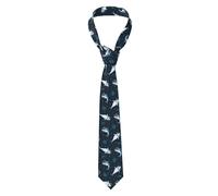 PENGYVV Corbata para hombre, diseño de tiburones espaciales 3D con P-Lanet Moon para hombre, corbata de traje de negocios, corbata formal de 8 cm, accesorio de disfraz para escuela, trabajo, fiesta