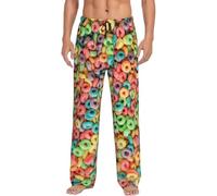 PENGYVV Flying Carpet Ride - Pantalones de pijama para hombre, pantalones largos para dormir, pantalones de descanso con cintura elástica, regalos para hombres, Aros de frutas y cereales, L