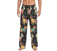 PENGYVV Lindos pantalones de pijama para hombre de perro salchicha, pantalones de pijama suaves con bolsillos para dormir y uso en casa, Como se muestra en la imagen, M