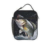 PENGYVV Lonchera unisex para pesca, lubina, asa desmontable, reutilizable, aislada, portátil, bolsa de almuerzo para escuela, trabajo, picnic, viajes