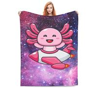 PENGYVV Manta suave, cálida y acogedora con diseño de ajolote, regalo de avión de salamandra cósmica de dibujos animados para viajes, ligera, regalo de cumpleaños para mantas de Axolotl Lov de 80 x 60