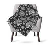 PENGYVV Manta suave, cálida y acogedora, estilo étnico, mandalas, elefantes, para todas las estaciones, forro polar para el hogar, cama, sofá, silla, viajes al aire libre, camping, mantas de 60 x 50