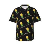 PENGYVV Upside Pineapple Funny Swinger If You Know - Camisa hawaiana de manga corta con botones para hombre, para playa, informal, de verano, Negro, 3XL