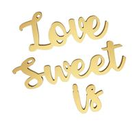 PENIKOKO 1 Juego de Letras Decorativas Love Is Sweet para Mesa de Boda, Madera Color Dorado, Letras Grandes para Centros de Mesa y Decoraciones Rústicas en Recepción de Fiesta