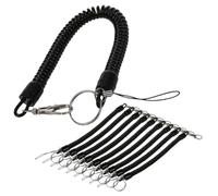 PENIKOKO 10 Piezas Llaveros con Muelle Retráctil Cordón Elástico Resistente con Mosquetón Diseño Enrollado para Pesca Camping y Organización de Llaves Negro