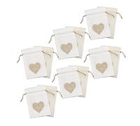 PENIKOKO 12 piezas Bolsas de con Cordón Unidades Diseño Corazón Saco de Yute Blanco para Cumpleaños Fiestas y Manualidades DIY