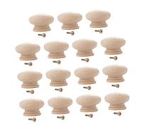 PENIKOKO 15 Unidades Tiradores Armario Cocina Madera Redondos Pomos Vintage para Muebles Habitación Tiradores de Cajón de Madera Saludable y Resistentes Fáciles de Instalar