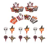 PENIKOKO 2 Juegos Envoltorios Estándar y Adornos de Papel con Calabazas Fantasmas Murciélagos para Fiestas y Favoritos de Halloween