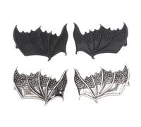 PENIKOKO 2 Pares Horquillas de Murciélago para Halloween Accesorios Cosplay Alas Demonio Negro y Plata Antigua Pinzas de Pelo para Fiesta Temática