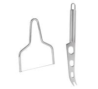 PENIKOKO 2 Piezas Cortadores Queso Acero Inoxidable Rebanador y Cuchillo para Queso Duro Mango Ergonómico Herramienta Cocina Versátil para Hogar y Restaurante
