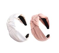 PENIKOKO 2 piezas Diademas de Cuero PU para Mujer Central Bandas para Pelo Decorativas y Prácticas para Spa y Uso Diario