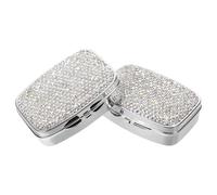 PENIKOKO 2 Piezas Pastillero Portátil con Compartimentos y Decoración de Pedrería Caja Pequeña para Medicamentos de Viaje Organizador Elegante para Bolso y Uso Diario