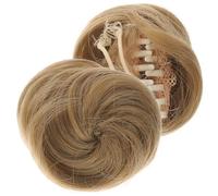 PENIKOKO 2 piezas Pinza para Moño Postizo de Alta Temperatura Extensiones de Cabello Liso para Crear Moños y Coletas con Volumen Accesorios para Mujeres y Niñas Eventos Diarios y