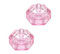 PENIKOKO 2 Vasos de Vidrio Rosa con Tapa para Uñas, para Mezclar Líquido de Manicura y Lavar Pinceles, 2 Piezas