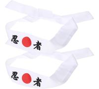 PENIKOKO 2piezas Pañuelo Ninja Diadema Estampado De Ninja Japonés Bandana De Chef De Sushi Samurái Diadema Ancha Para Mujer