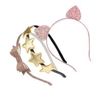 PENIKOKO 3 Diademas Orejas de Gato y Purpurina, Lazos de Estrella, Material de Hierro y Brillo, Diseño Elegante Que No Daña el Cabello para Mujeres y Niños en Picnic