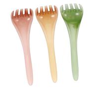 PENIKOKO 3 piezas Peine Masajeador de Resina para Cabelludo Diseño Creativo con Dientes Anchos Duradero y Cómodo para Masaje Relajante y Cuidado Capilar de Verde Marrón y Rosa Transparente