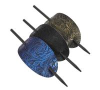 PENIKOKO 3 Piezas Vintage Hair Bun Holders Oval Faux Leather Hairpins With Stick For Women Elegant Updo Chignon Hairstyling In Antique