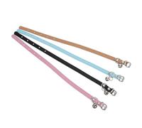PENIKOKO 4 Collares Ajustables para Perros Pequeños y Gatitos de PU Piel con Campana, Multicolor (Beige, Rosa Claro, Negro, Azul Claro), Collar Seguro y Cómodo para Uso Diario