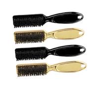 PENIKOKO 4 piezas Cepillo para Barba y Limpieza de Cabello Diseño con Colgante Multiusos para Polvo y Facial Portátil para Barberías y Salones Duradero y Práctico Colores Negro y Dorado