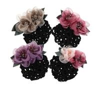 PENIKOKO 4piezas Redecilla Retro para Mujer Cubre Moños con Flores Accesorio Vintage Cabello para Fiestas Hoteles Bancos y Trabajo