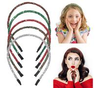 PENIKOKO 5 Piezas Diademas Navidad con Purpurina para Pelo Accesorios Brillantes para Fiestas Cintas Decorativas Seguras y Duraderas para Carnaval y Celebración