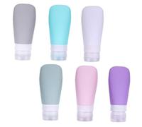 PENIKOKO 6 piezas Botellas de Silicona para Viaje Recipientes Portátiles para Loción Cosméticos y Champú Diseño Sectorial Rosa Gris Púrpura Azul Lago Verde Gris
