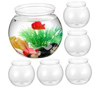 PENIKOKO 6 Piezas Pecera Redonda Transparente Peceras Decorativas para Oficina con Resistentes Fácil Limpieza